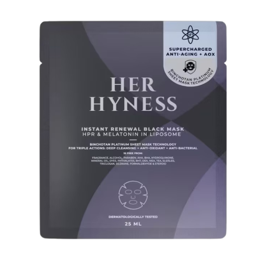 HER HYNESS | RENEWAL BLACK MASK 🩵 HPR & Melatonin in Liposome 25ml