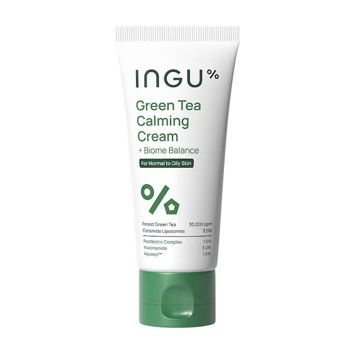 INGU% Green Tea Calming Cream + Biome Balance 50ml — For Normal to Oily Skin