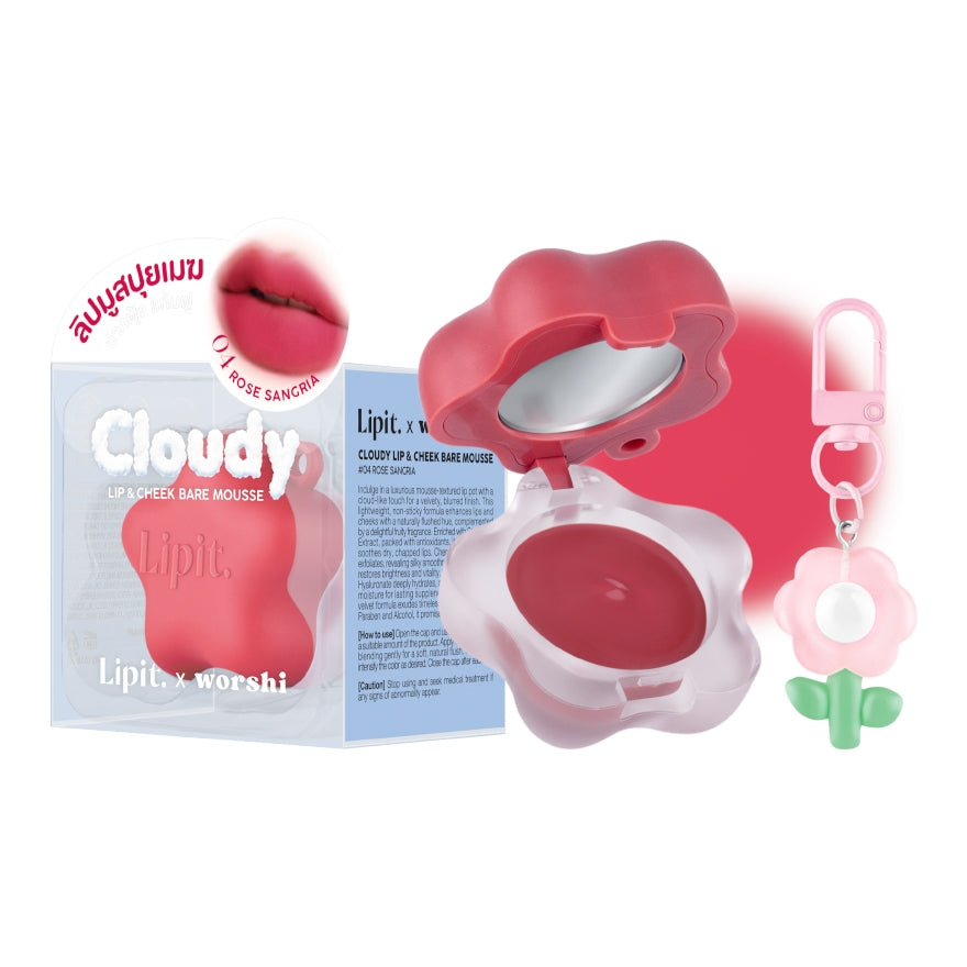 Lipit Cloudy Lip & Cheek Bare Mousse Rose Sangria