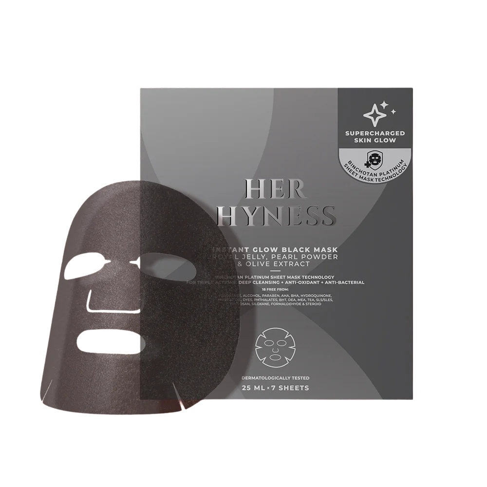 HER HYNESS | GLOW BLACK MASK ✨ Royal Jelly, Pearl Powder & Olive | 25ml