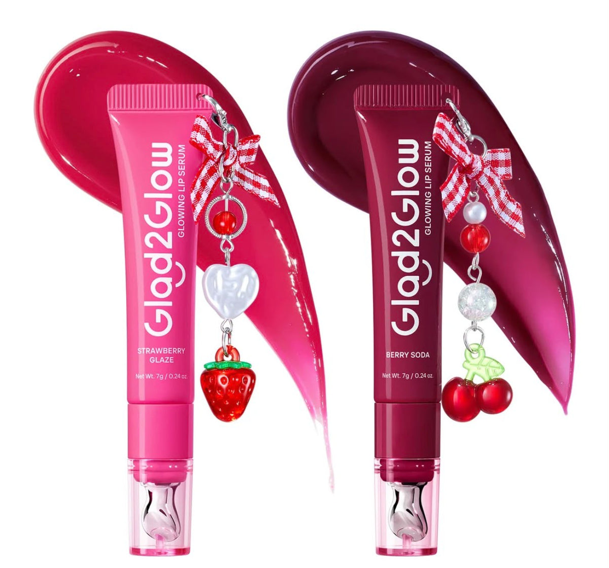 Glad2Glow | Glowing Lip Serum | 01 Strawberry Glaze + Strawberry Charm | 7g