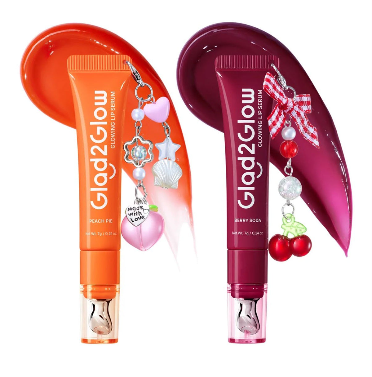 Glad2Glow | Glowing Lip Serum & Tint | Peach Pie with Peach Charm