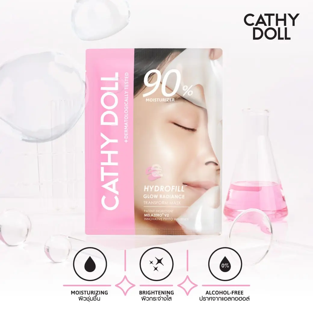Cathy Doll Hydrofill Transform Mask in 3hr — Glow Radiance Facial Sheet Mask | 33g