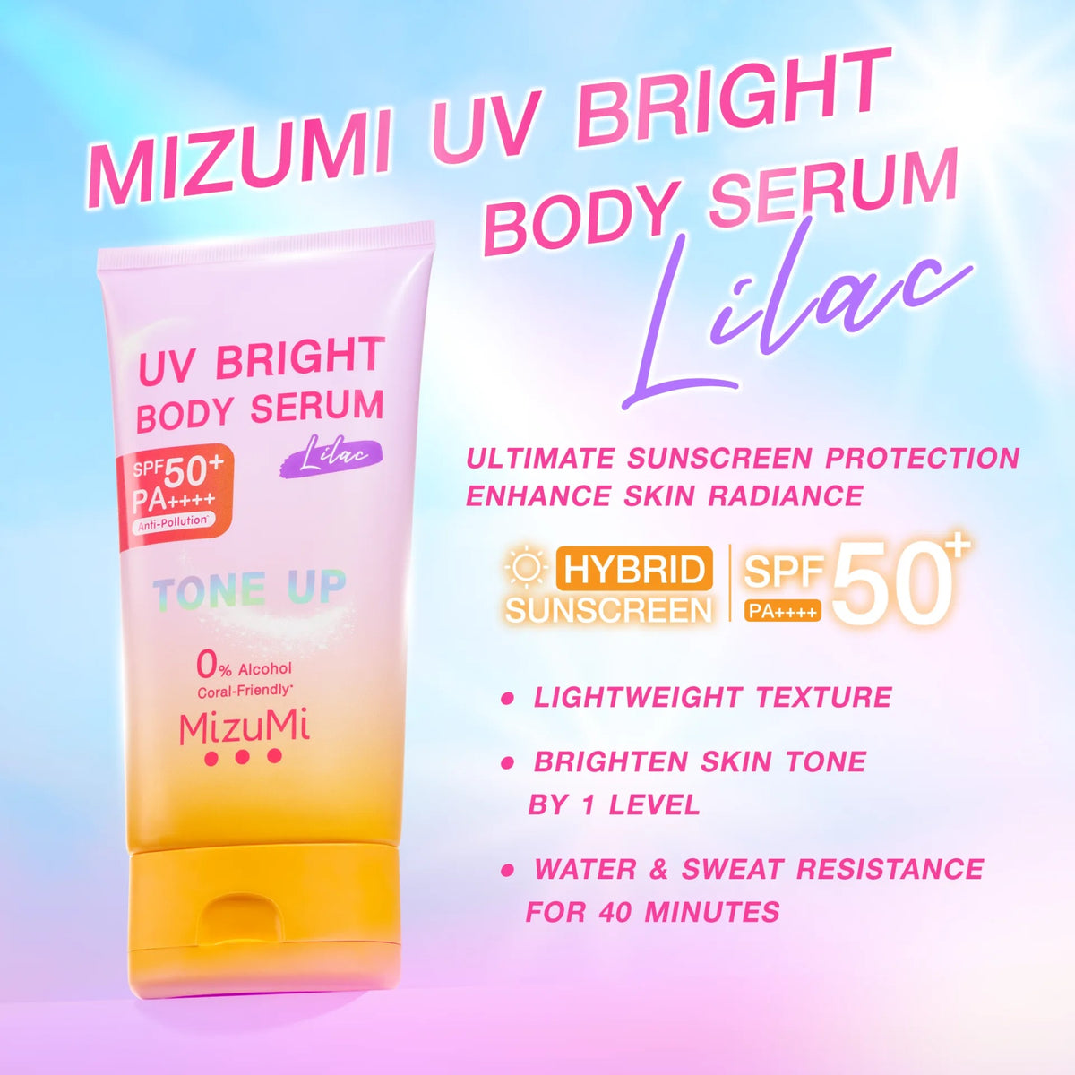 MizuMi | UV Bright Body Serum Tone Up Sunscreen Lilac SPF 50+ PA++++ | Niaciamide