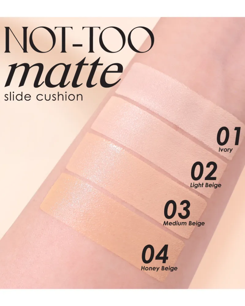 Cathy Doll Not-Too Matte Slide Cushion SPF50+ PA++++ — Oil-Control Cushion Foundation | 02 Light Beige | 12g